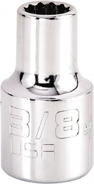 Proto - 3/8", 1/2" Drive, Standard Hand Socket - 12 Points, 1-17/32" OAL, Steel, Chrome Finish - Exact Tooling