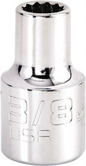 Proto - 3/8", 1/2" Drive, Standard Hand Socket - 12 Points, 1-17/32" OAL, Steel, Chrome Finish - Exact Tooling