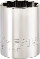 Proto - 1-5/16", 1/2" Drive, Standard Hand Socket - 12 Points, 2-3/64" OAL, Steel, Chrome Finish - Exact Tooling