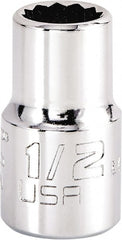 Proto - 1/2", 1/2" Drive, Standard Hand Socket - 12 Points, 1-17/32" OAL, Steel, Chrome Finish - Exact Tooling