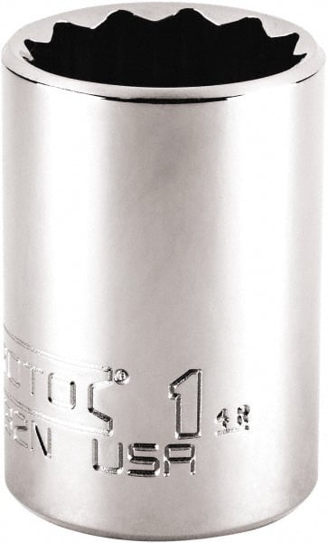 Proto - 1", 1/2" Drive, Standard Hand Socket - 12 Points, 1-59/64" OAL, Steel, Chrome Finish - Exact Tooling