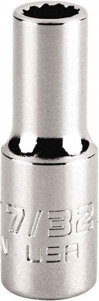 Proto - 7/32", 1/4" Drive, Standard Hand Socket - 12 Points, 1-15/64" OAL, Steel, Chrome Finish - Exact Tooling