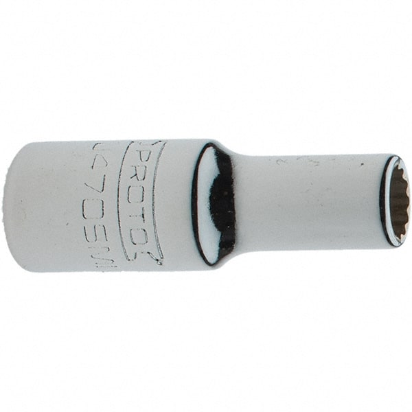Proto - 1/4" Drive, Standard Hand Socket - 12 Points, 1-17/64" OAL, Steel, Chrome Finish - Exact Tooling