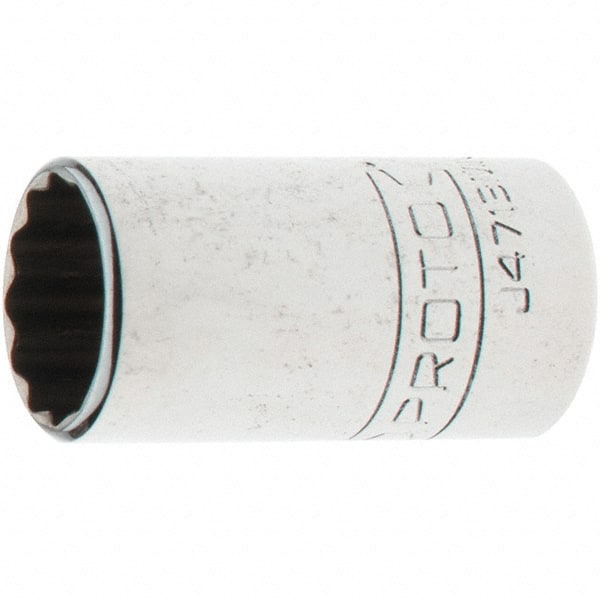 Proto - 1/4" Drive, Standard Hand Socket - 12 Points, 1-17/64" OAL, Steel, Chrome Finish - Exact Tooling