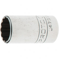 Proto - 1/4" Drive, Standard Hand Socket - 12 Points, 1-17/64" OAL, Steel, Chrome Finish - Exact Tooling