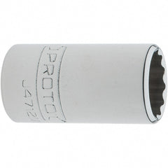 Proto - 1/4" Drive, Standard Hand Socket - 12 Points, 1-17/64" OAL, Steel, Chrome Finish - Exact Tooling
