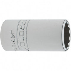 Proto - 1/4" Drive, Standard Hand Socket - 12 Points, 1-17/64" OAL, Steel, Chrome Finish - Exact Tooling