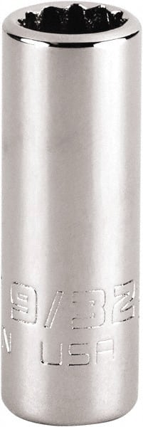 Proto - 9/32", 1/4" Drive, Standard Hand Socket - 12 Points, 1-15/64" OAL, Steel, Chrome Finish - Exact Tooling