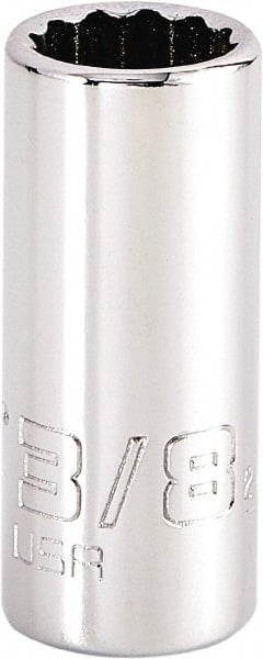 Proto - 3/8", 1/4" Drive, Standard Hand Socket - 12 Points, 1-15/64" OAL, Steel, Chrome Finish - Exact Tooling