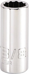 Proto - 3/8", 1/4" Drive, Standard Hand Socket - 12 Points, 1-15/64" OAL, Steel, Chrome Finish - Exact Tooling