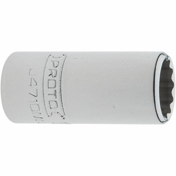 Proto - 1/4" Drive, Standard Hand Socket - 12 Points, 1-17/64" OAL, Steel, Chrome Finish - Exact Tooling