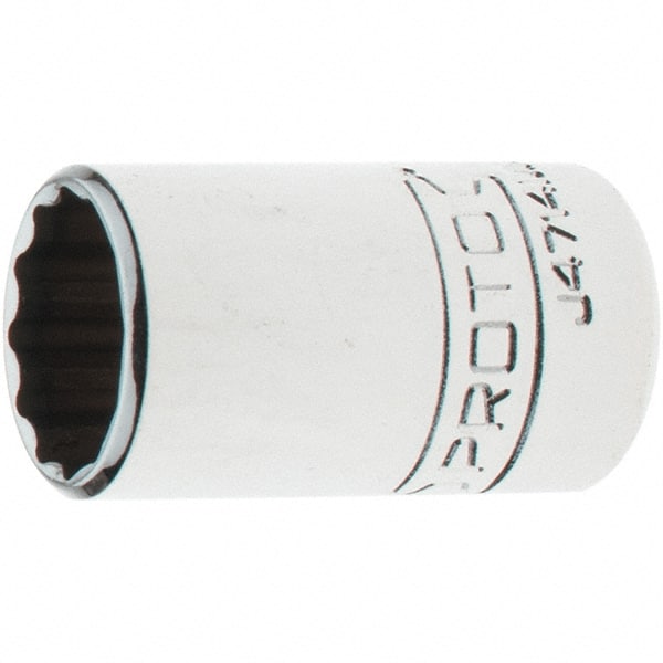 Proto - 1/4" Drive, Standard Hand Socket - 12 Points, 1-17/64" OAL, Steel, Chrome Finish - Exact Tooling