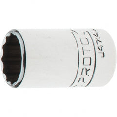 Proto - 1/4" Drive, Standard Hand Socket - 12 Points, 1-17/64" OAL, Steel, Chrome Finish - Exact Tooling