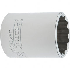 Proto - 1/2" Drive, Standard Hand Socket - 12 Points, 2" OAL, Steel, Chrome Finish - Exact Tooling