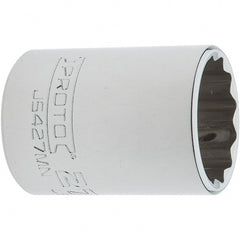 Proto - 1/2" Drive, Standard Hand Socket - 12 Points, 1-61/64" OAL, Steel, Chrome Finish - Exact Tooling