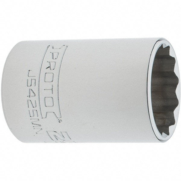 Proto - 1/2" Drive, Standard Hand Socket - 12 Points, 1-59/64" OAL, Steel, Chrome Finish - Exact Tooling