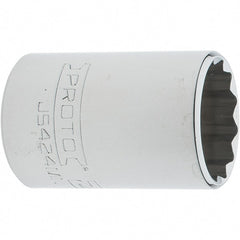 Proto - 1/2" Drive, Standard Hand Socket - 12 Points, 1-7/8" OAL, Steel, Chrome Finish - Exact Tooling