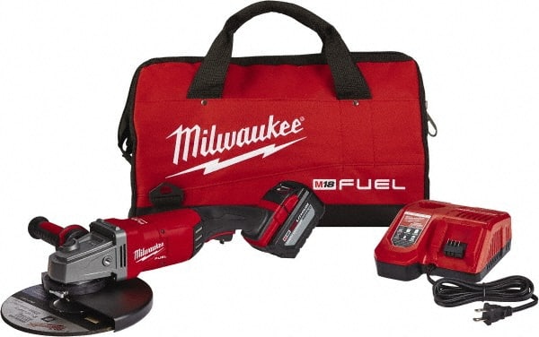 Milwaukee Tool - 9" Wheel Diam, 6,600 RPM, Cordless Angle & Disc Grinder - 5/8" Spindle - Exact Tooling