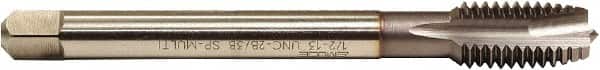 Emuge - 3/4-10 UNC, 3 Flute, TiCN Finish, HSS-E Spiral Point Tap - Plug Chamfer, Right Hand Thread, 4.921" OAL, 1.181" Thread Length, 0.59" Shank Diam, 2B/3B Class of Fit - Exact Tooling