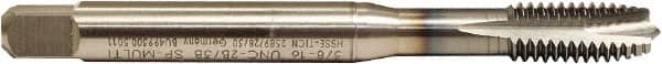 Emuge - #12-24 UNC, 3 Flute, TiCN Finish, HSS-E Spiral Point Tap - Plug Chamfer, Right Hand Thread, 3.15" OAL, 0.63" Thread Length, 0.22" Shank Diam, 2B/3B Class of Fit - Exact Tooling