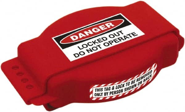 NMC - 1 to 6-1/2" Handle, Polypropylene Gate Valve Lockout - Red, 3/8" Max Shackle Diam - Exact Tooling