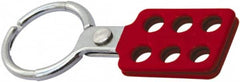 NMC - Single Jaw, 1-1/2" Jaw Diam, 6 PadLocks, Red Vinyl Insulation Aluminum Lockout Hasp - Scissor Action, 4-3/8" Long x 1-1/2" Wide, Red - Exact Tooling