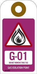 NMC - 4" High x 2" Long, G - 01 THRU G - 10 DO NOT REMOVE THIS TAG GAS ISOLATION POINT, English Safety & Facility Energy Isolation Tag - 1 Side, Purple Unrippable Vinyl - Exact Tooling
