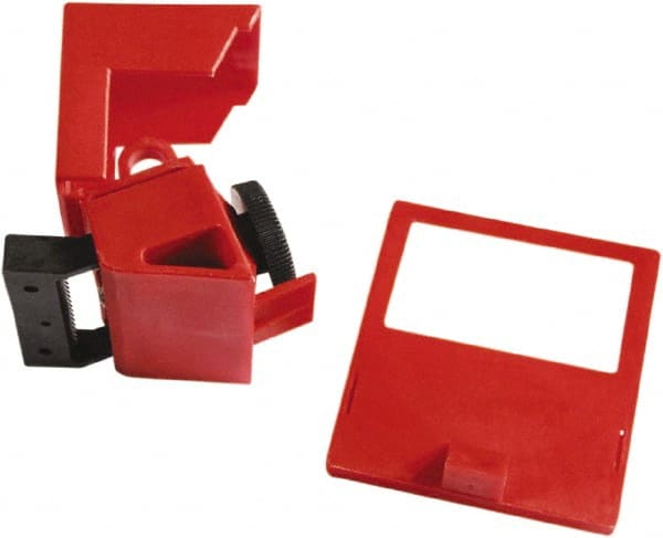 NMC - Polypropylene Single-Pole Circuit Breaker Lockout - 600 Volt, 2-3/4" Lockout Length, 1-3/4" Lockout Thickness, 1-13/16" Lockout Width, 1 Padlock, 1 Circuit, English - Exact Tooling