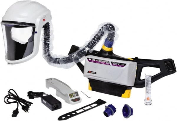 3M - Ratchet Adjustable 6-Point Suspension PAPR System - Hard Hat Headgear, Face Shield, Use for Powder Coating, Spray Painting & Painting - Exact Tooling