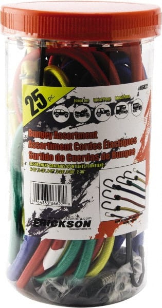 Erickson Manufacturing - Bungee Cord with S Hook - 10, 13, 18, 24, 30, 36" OAL, Red/Blue/Green/Yellow - Exact Tooling