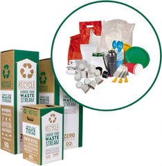 TerraCycle - 35 Gal Green & White Rectangle Recycling Container - Cardboard with Plastic Liner, Recycle Symbol, Break Room Waste Separation Graphic, 37" High x 15" Long x 15" Wide, Lid Included - Exact Tooling