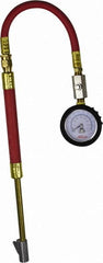 Milton - 0 to 160 psi Dial Straight Foot Dual Head Tire Pressure Gauge - 9' Hose Length, 5 psi Resolution - Exact Tooling