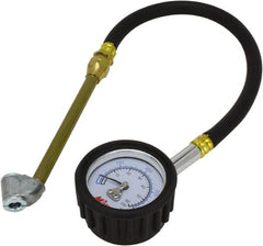 Milton - 0 to 60 psi Dial Dual Head Tire Pressure Gauge - 12' Hose Length, 2 psi Resolution - Exact Tooling