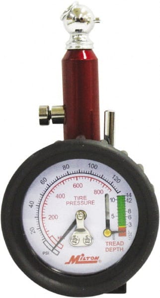 Milton - 0 to 120 psi Dial Ball Tire Pressure Gauge - 2 psi Resolution - Exact Tooling