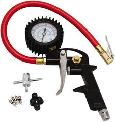 Milton - 0 to 150 psi Dial Easy-Clip Tire Pressure Gauge - 13' Hose Length, 2 psi Resolution - Exact Tooling