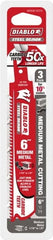 Freud - 6" Long x 1" Thick, Carbide Reciprocating Saw Blade - Straight Profile, 10 TPI, Toothed Edge, Tang Shank - Exact Tooling