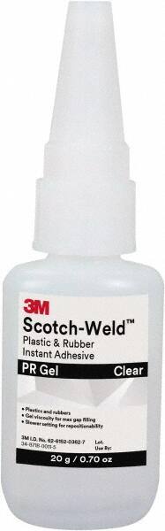 3M - 0.71 oz Tube Clear Instant Adhesive - Series Part Number PR Gel, 30 to 60 sec Working Time, 24 hr Full Cure Time - Exact Tooling
