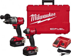 Milwaukee Tool - 18 Volt Cordless Tool Combination Kit - Includes 1/2" Brushless Hammer Drill/Driver & 1/4" Hex Impact Driver, Lithium-Ion Battery Included - Exact Tooling