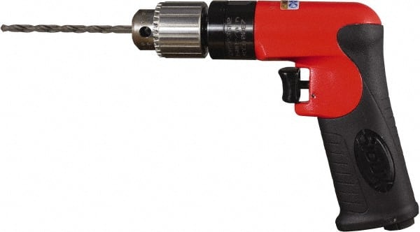 Sioux Tools - 1/4" Keyed Chuck - Pistol Grip Handle, 3,000 RPM, 12 LPS, 0.5 hp, 90 psi - Exact Tooling