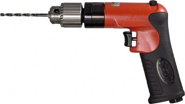 Sioux Tools - 1/4" Reversible Keyed Chuck - Pistol Grip Handle, 2,000 RPM, 12 LPS, 0.5 hp, 90 psi - Exact Tooling