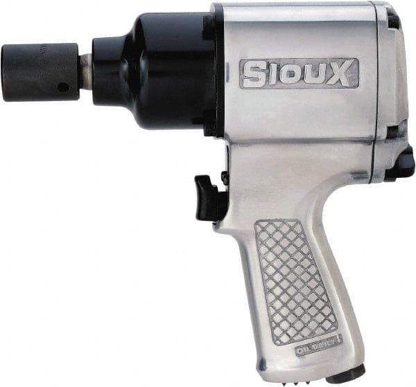 Sioux Tools - 1/2" Drive, 7,500 RPM, 500 Ft/Lb Torque Impact Wrench - Pistol Grip Handle, 1,100 IPM, 4.8 CFM, 90 psi, 1/4" Inlet - Exact Tooling