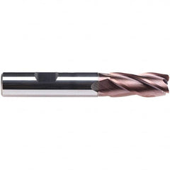 Emuge - 3mm Diam, 5mm LOC, 4 Flute Solid Carbide Roughing & Finishing End Mill - TiAlN Finish, 50mm OAL, 6mm Shank Diam, Weldon Shank, 38° Helix, Centercutting, Long Length - Exact Tooling