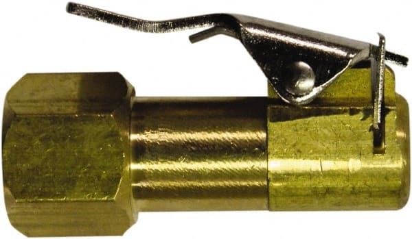 Milton - 150 Max psi Closed Check Brass Air Chuck - Clip On Chuck, 1/4 FNPT - Exact Tooling