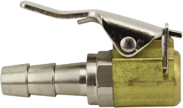 Milton - 150 Max psi Closed Check Brass Air Chuck - Clip On Chuck, 1/4 Barbed - Exact Tooling