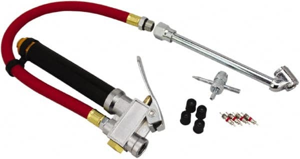 Milton - 300 Max psi Closed Check Aluminum/EPDM Inflator Gauge - Dual Foot Chuck, 1/4 FNPT, 10 to 120 psi Pressure Range - Exact Tooling