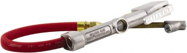 Milton - 160 Max psi Closed Check Aluminum/EPDM Inflator Gauge - Straight Dual Foot Chuck, 1/4 FNPT, 10 to 160 psi Pressure Range - Exact Tooling