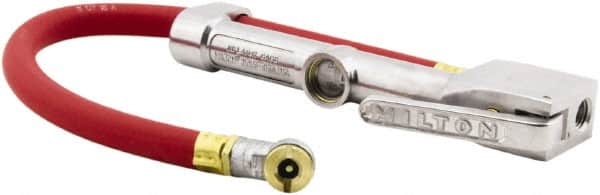 Milton - 160 Max psi Closed Check Aluminum/EPDM Inflator Gauge - Ball Foot Chuck, 1/4 FNPT, 10 to 160 psi Pressure Range - Exact Tooling