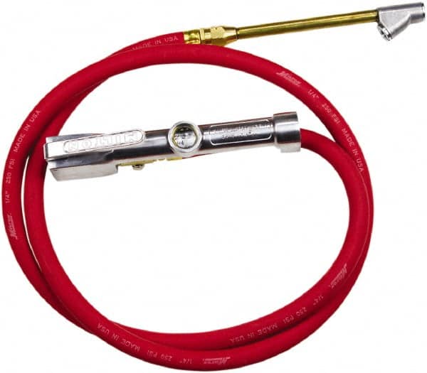 Milton - 160 Max psi Closed Check Aluminum/EPDM Inflator Gauge - Straight Dual Chuck, 1/4 FNPT, 10 to 160 psi Pressure Range - Exact Tooling