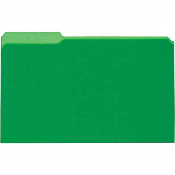 UNIVERSAL - 9-5/8 x 14-3/4", Legal, Green, File Folders with Top Tab - 11 Point Stock, 1/3 Tab Cut Location - Exact Tooling