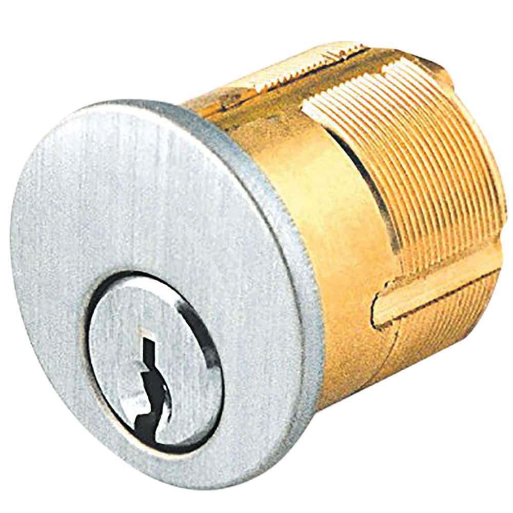 Detex - Cylinders; Type: Mortise ; Keying: Standard ; Number of Pins: 6 ; Material: Brass ; Finish/Coating: Satin Chrome - Exact Tooling